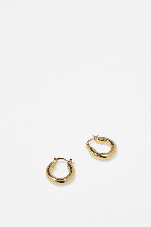 Premium Plated Small Hoop Earring, GOLD TUBE