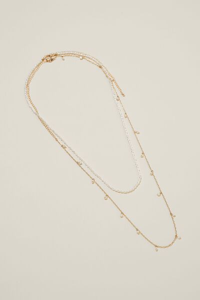 Body Chain Stack, GOLD PEARL