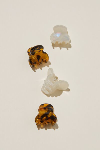 4Pk Micro Claws, WHITE MARBLE & TORT