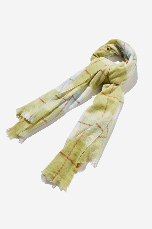 Millie Mid Weight Scarf, HERITAGE GREEN CHECK