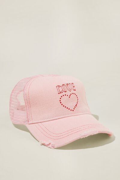 Paris Trucker Cap, PINK/LOVE HEART