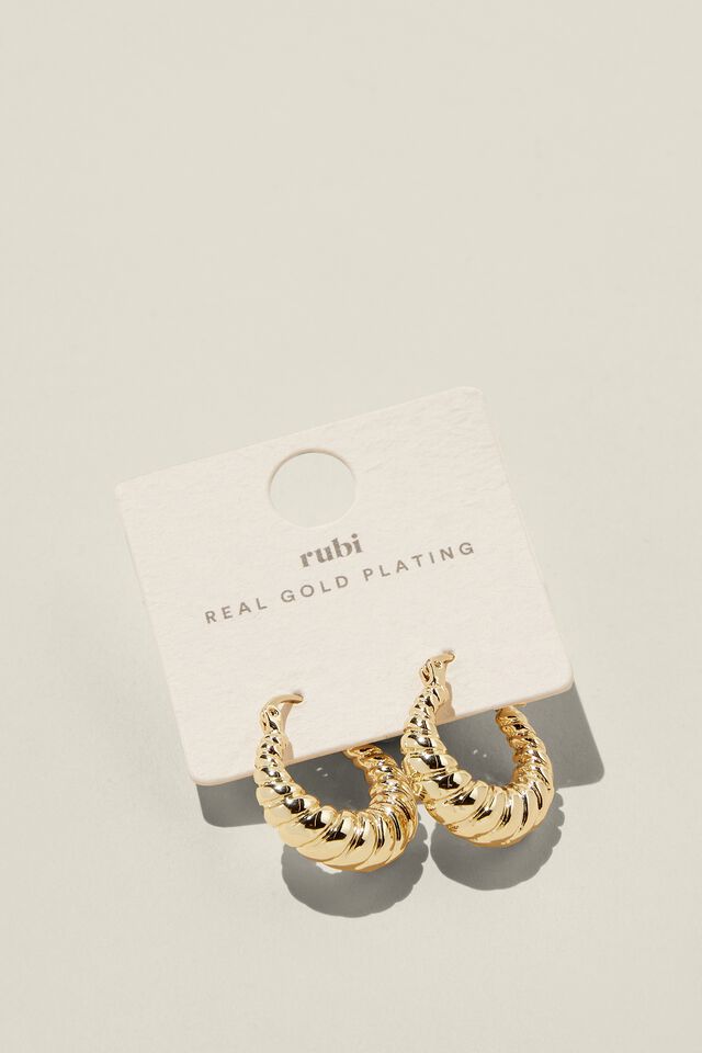 Brinco - Mid Hoop Earring, GOLD PLATED FRENCHY