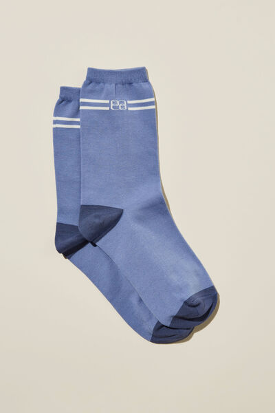 Monogram Crew Sock, CO STRIPE/ELEMENTAL BLUE