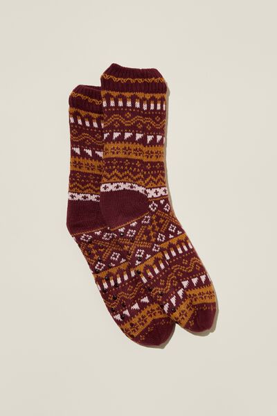 The Holiday Lounging Sock, BERRY FAIRISLE