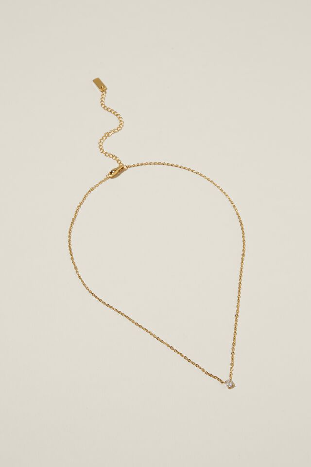 Waterproof Pendant Necklace, GOLD PLATED DIAMANTE