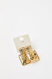 Mid Charm Earring, UP SQUARE DOUBLE DROP SWIRL GOLD - alternate image 1