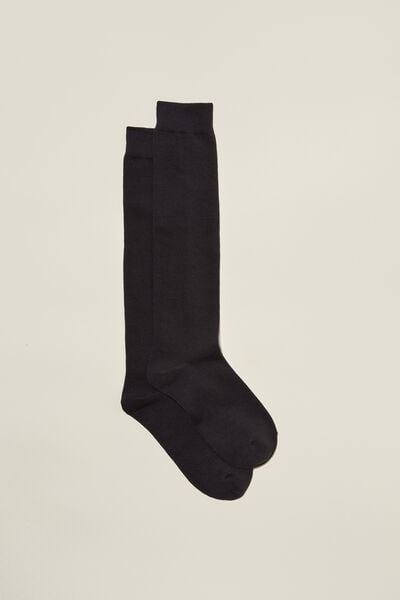Classic Knee High Socks, BLACK