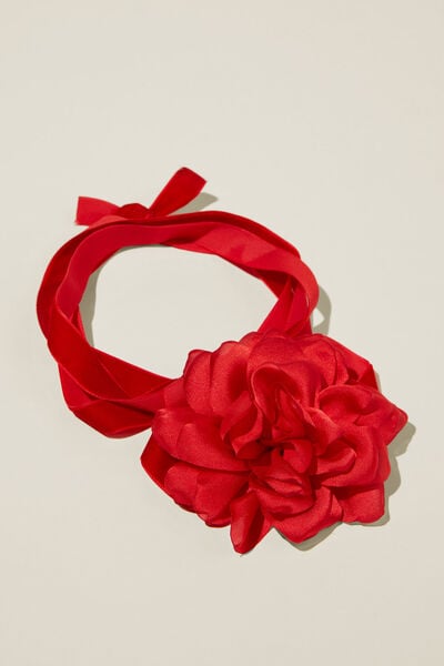 Choker Necklace, VELVET RED ROSE