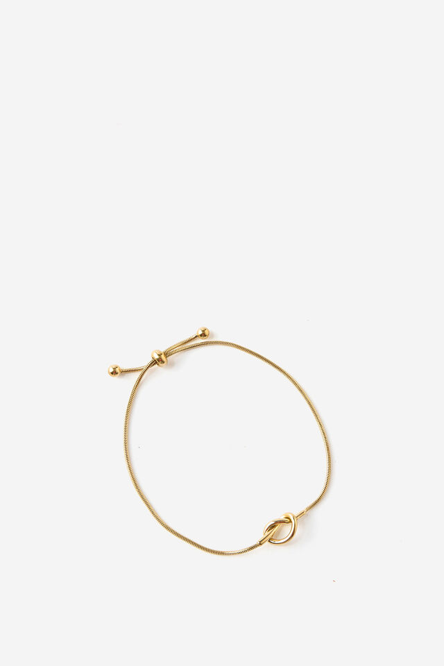 Waterproof Single Bracelet, GOLD PLATED KNOT ADJUSTABLE