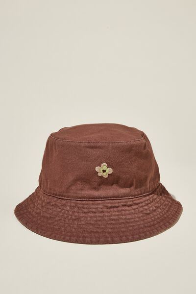 Billie Bucket Hat, SINGLE FLOWER MOTIF/CHOC