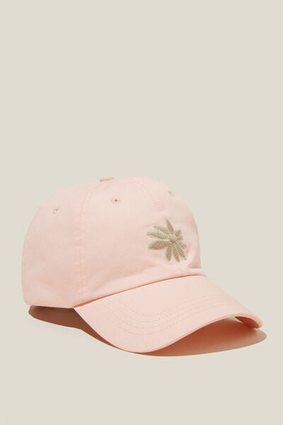 Classic Dad Cap, STITCHED FLOWER/PINK