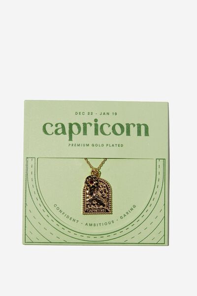 Premium Zodiac Necklace Gold Plated, GOLD PLATED CAPRICORN