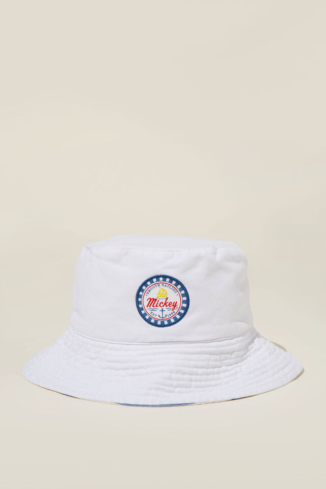 License Reversible Bucket Hat, LCN DIS MICKEY SAILING WHITE/STRIPE