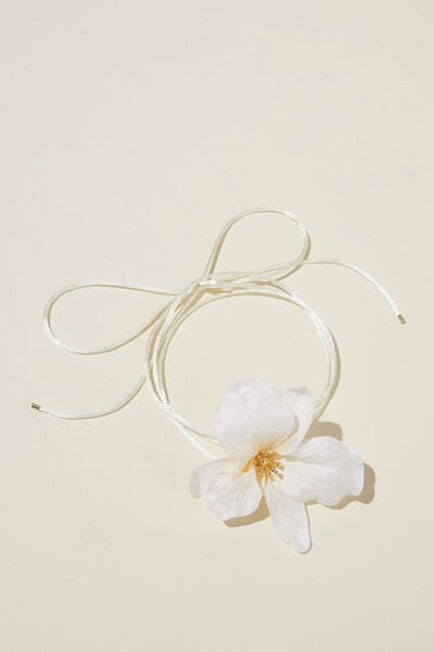 Choker Necklace, WHITE WRAP ORCHID FLOWER