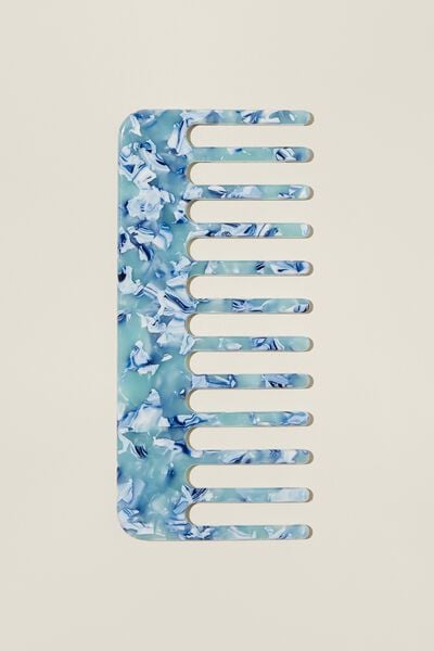 Wavy Hair Comb, BLUE MARBLE