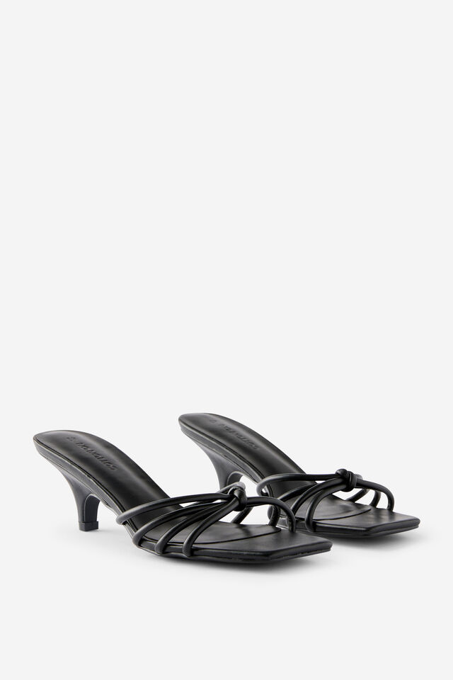 Penny Strappy Kitten Heel, BLACK PU