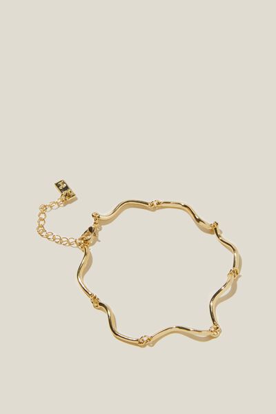 Single Bracelet, GOLD PLATED WAVY LINKS