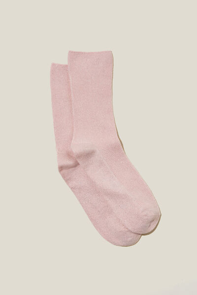 Meias - Lurex Fine Ribbed Sock, PINK