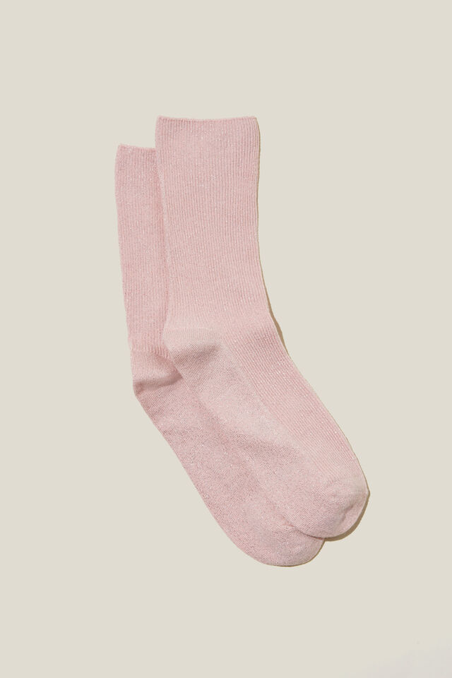 Lurex Fine Ribbed Sock, PINK
