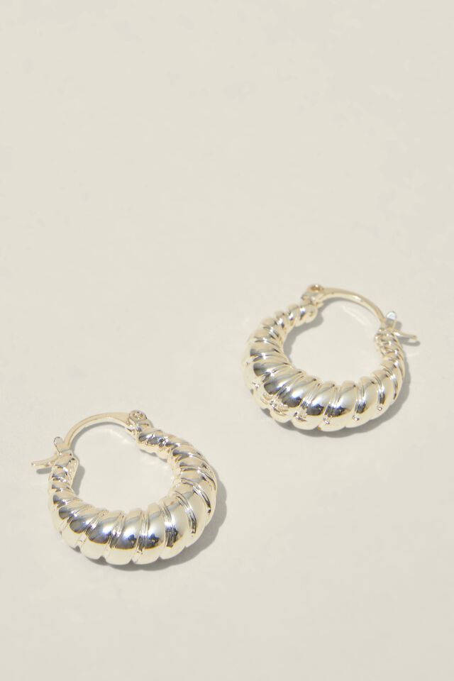 Brinco - Mid Hoop Earring, STERLING SILVER PLATED FRENCHY