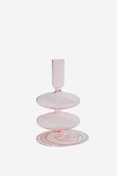 Large Glass Candle Holder, PINK