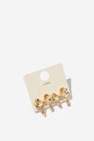 Small Charm Earring, UP GOLD CRINKLED BOW - alternate image 2