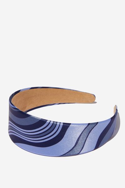 Addison Headband, BLUE WARPED STRIPE