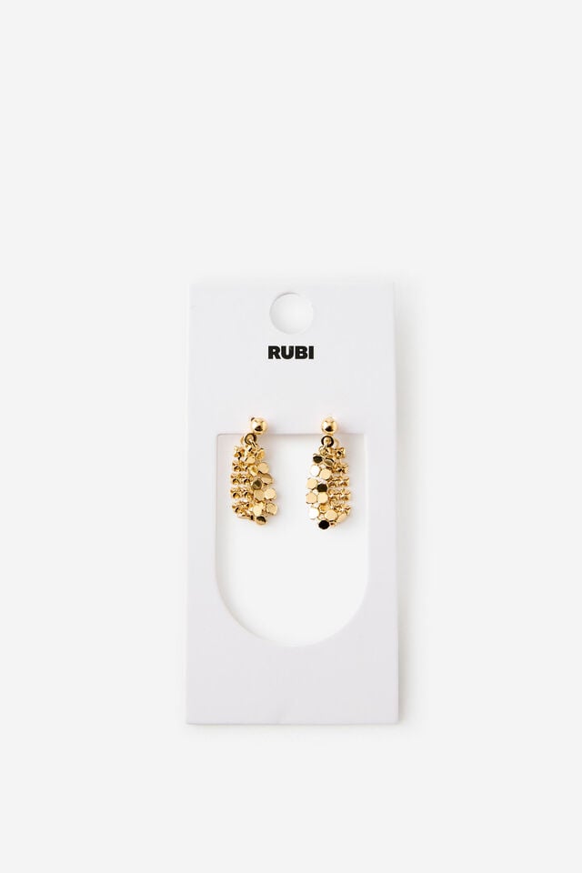 Mid Charm Earring, GOLD GLOW MESH SMALL DROP