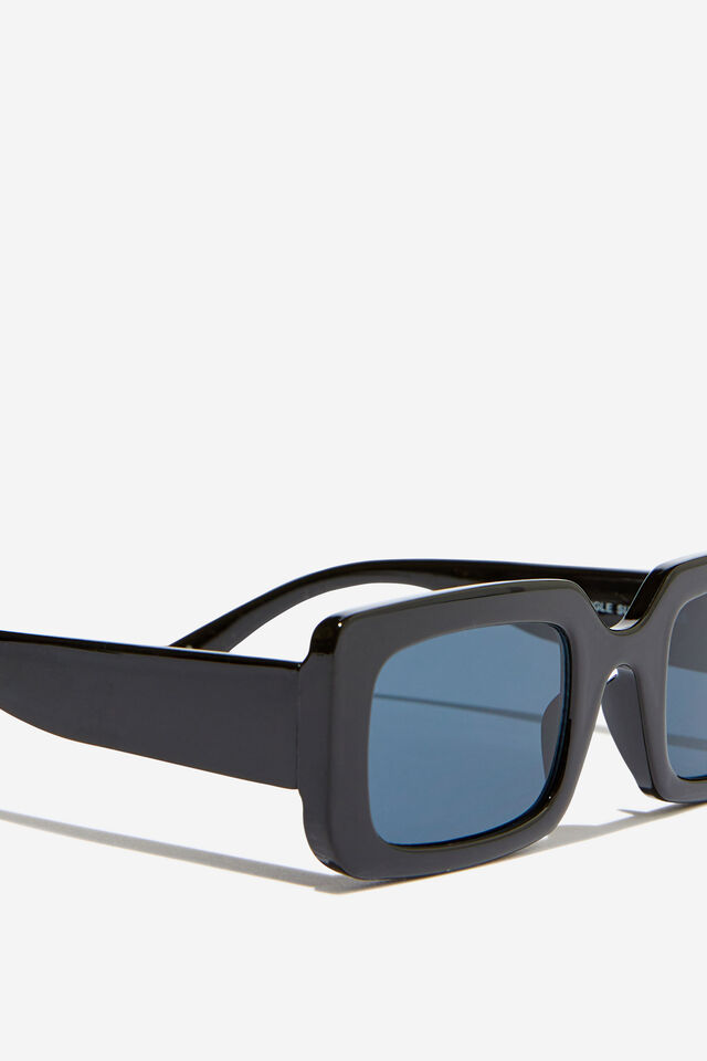 Heidi Rectangle Sunglasses, BLACK