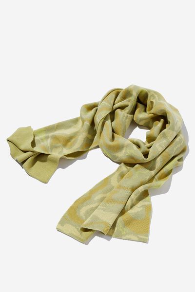 Jacquard Knit Scarf, WALDO WARPED CLEAN GREEN