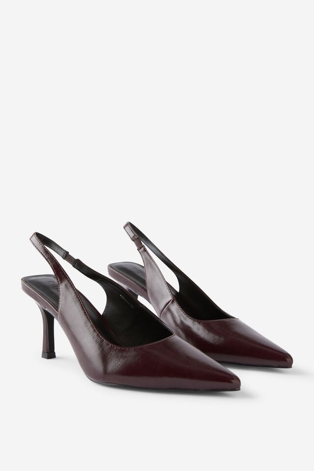 Amber Pointed Slingback, BURGUNDY GLOSS