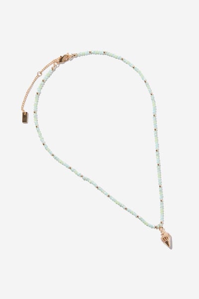 Colar - Beaded Necklace, UP GREEN SEMI PRECIOUS SHELL