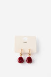 Huggie Hoop Earring, UP GOLD TWIST BURGUNDY - example image 2