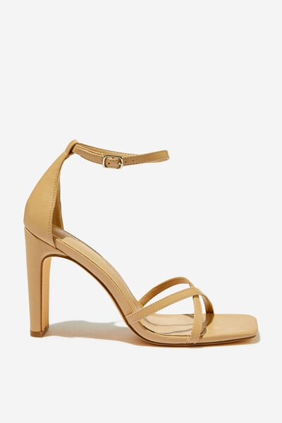 Minnie Strappy Block Heel, CAMEL SMOOTH