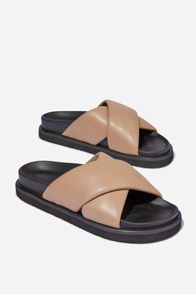 Elidy Padded Crossover Slide, TAUPE SMOOTH