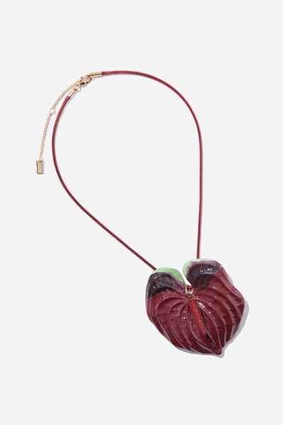 Cord Pendant Necklace, UP BURGUNDY ANTHURIUM