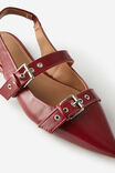 Isla Buckle Slingback Ballerina, DEEP RED TEXTURED - example image 2