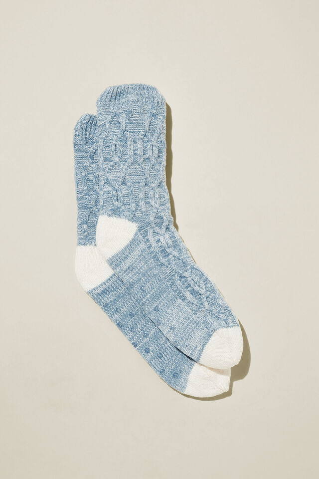 The Holiday Lounging Sock, BLUE CABLE