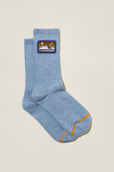 Club House Crew Sock, OUTDOORS BADGE/BLUE