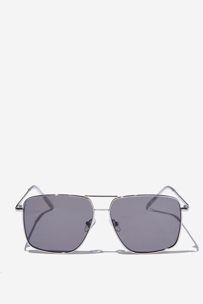 Fae Square Aviator Sunglasses, SILVER/BLACK