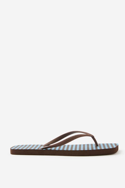 Square Toe Flip Flop, CHOC/BLUE STRIPE