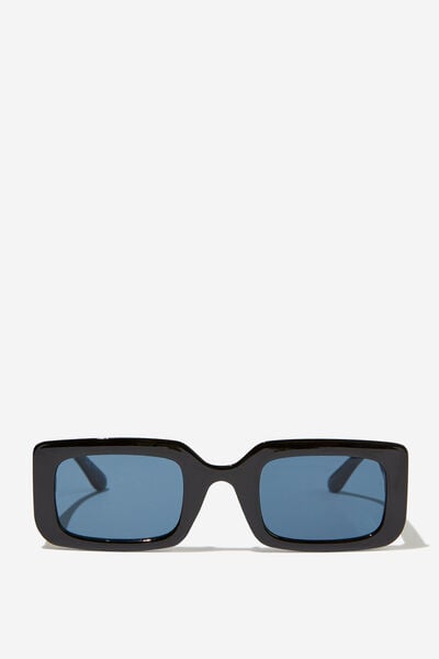 Heidi Rectangle Sunglasses, BLACK