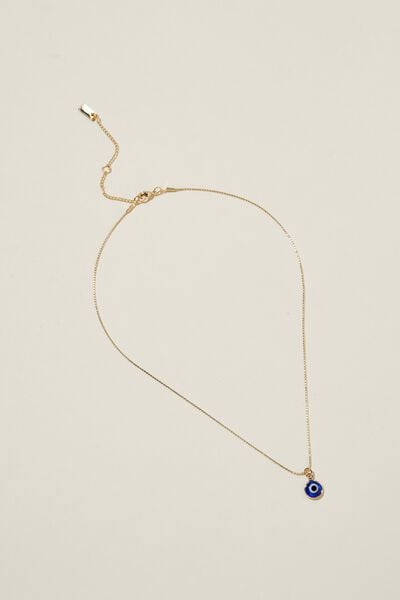 Pendant Necklace, GOLD PLATED GLASS EVIL EYE