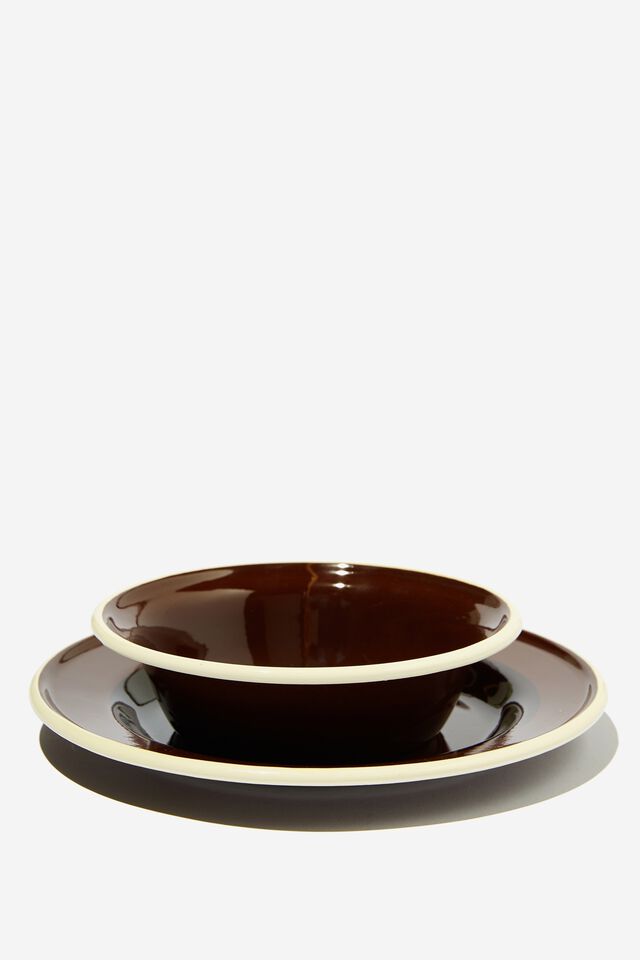 undefined | Enamel Bowl And Plate Set