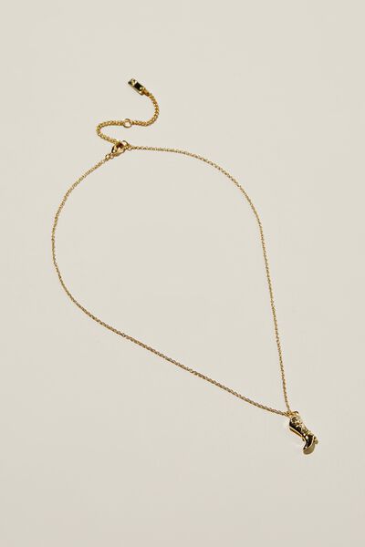 Pendant Necklace, GOLD PLATED COWBOY BOOT