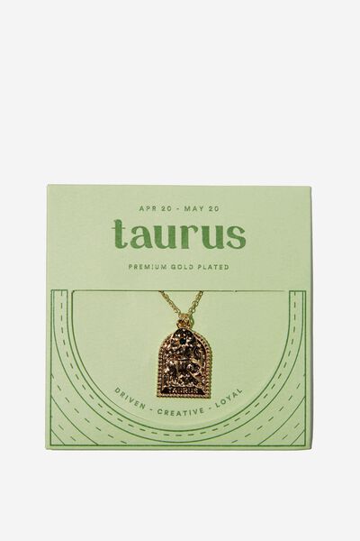 Premium Zodiac Necklace Gold Plated, GOLD PLATED TAURUS