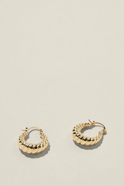 Mid Hoop Earring, GOLD PLATED FRENCHY