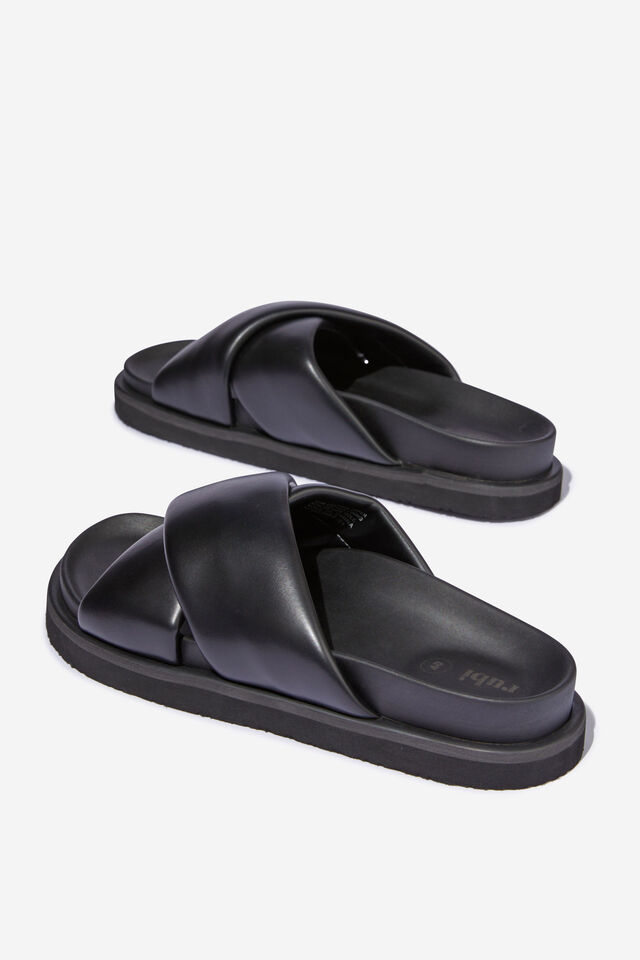 Elidy Padded Crossover Slide, BLACK SMOOTH