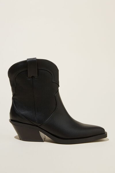 Dylan Western Ankle Boot, BLACK VEGAN LEATHER