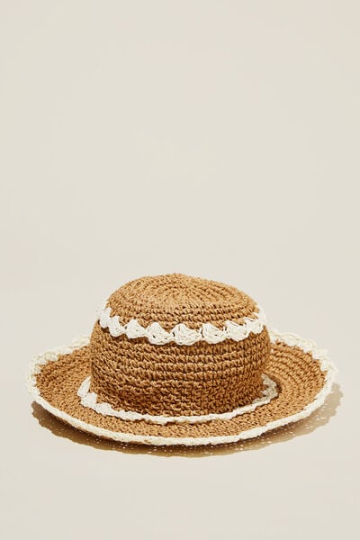 Emme Straw Bucket Hat, NATURAL